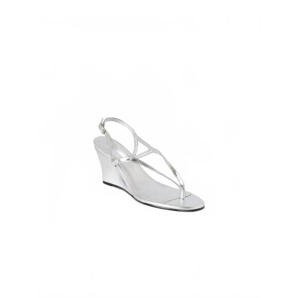 NEW SIMON MILLER women's beep thong wedge in silver